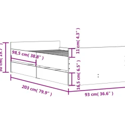 Estructura de cama Vita con 2 cajones 50 cm