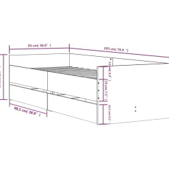 Estructura de cama Vita con 2 cajones + panel trasero 50 cm
