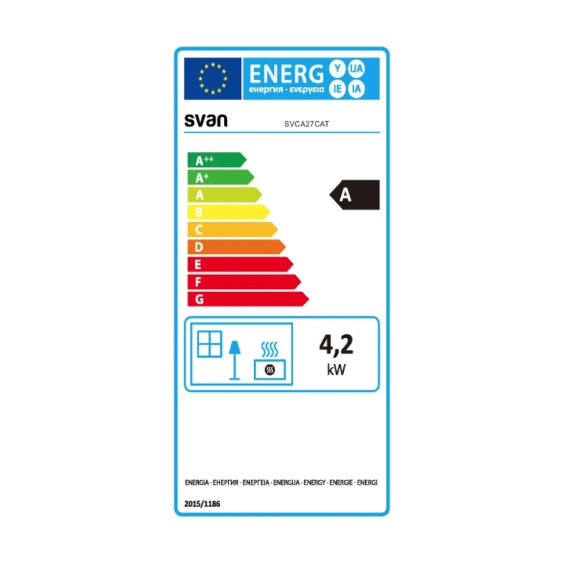 Estufa butano Svan SVCA27CAT 4,2W diseño plegable con ruedas negro