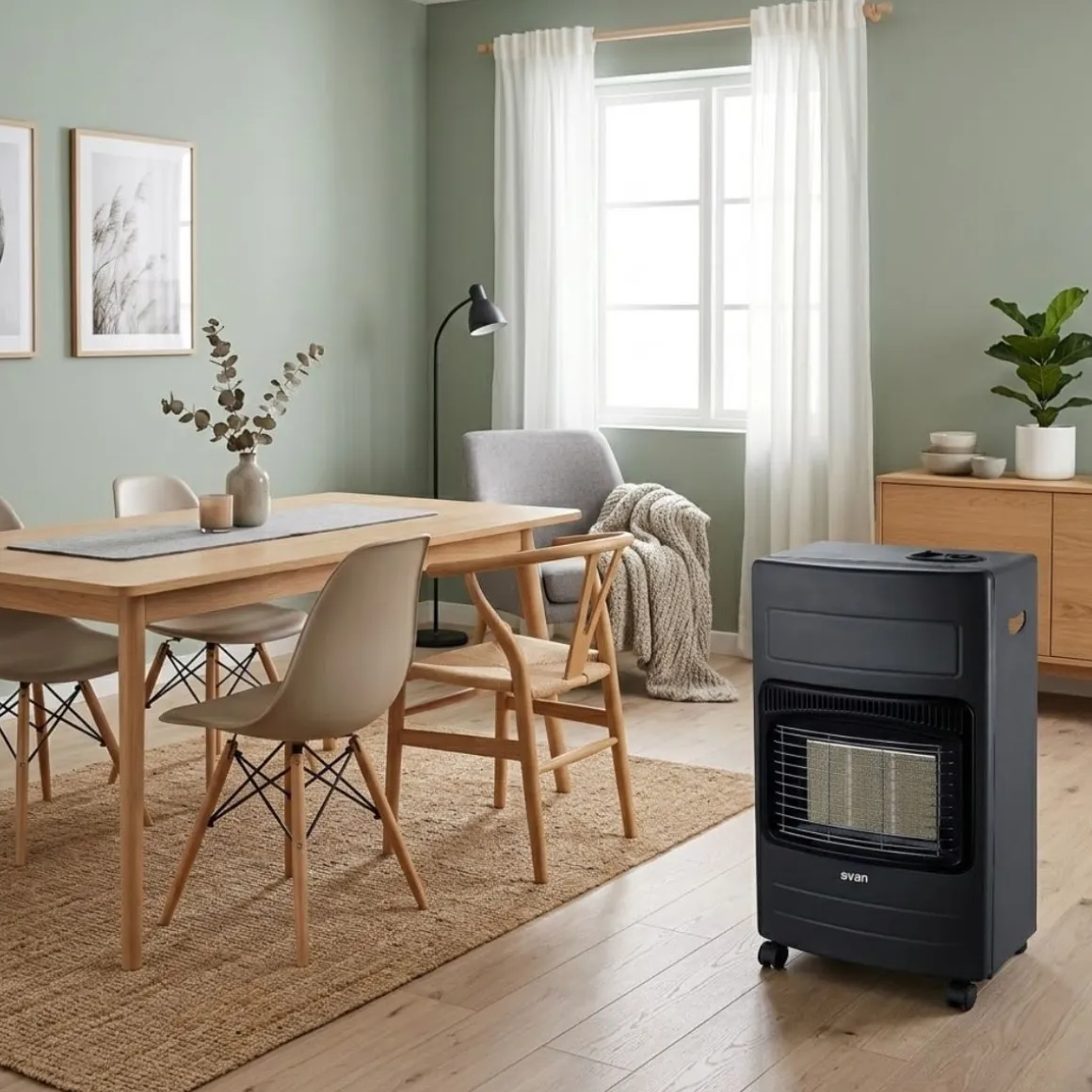 Estufa butano Svan SVCA27CAT 4,2W diseño plegable con ruedas negro