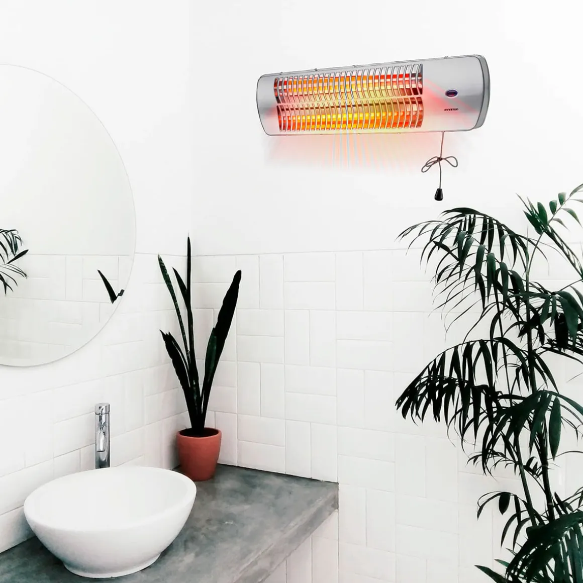 Estufa de cuarzo Infiniton HQP-W22 1200W 2 niveles de potencia colgante plata