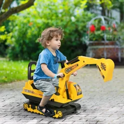 Excavadora infantil Homcom brazo móvil 18-48 meses amarillo 58,5x78x24 cm