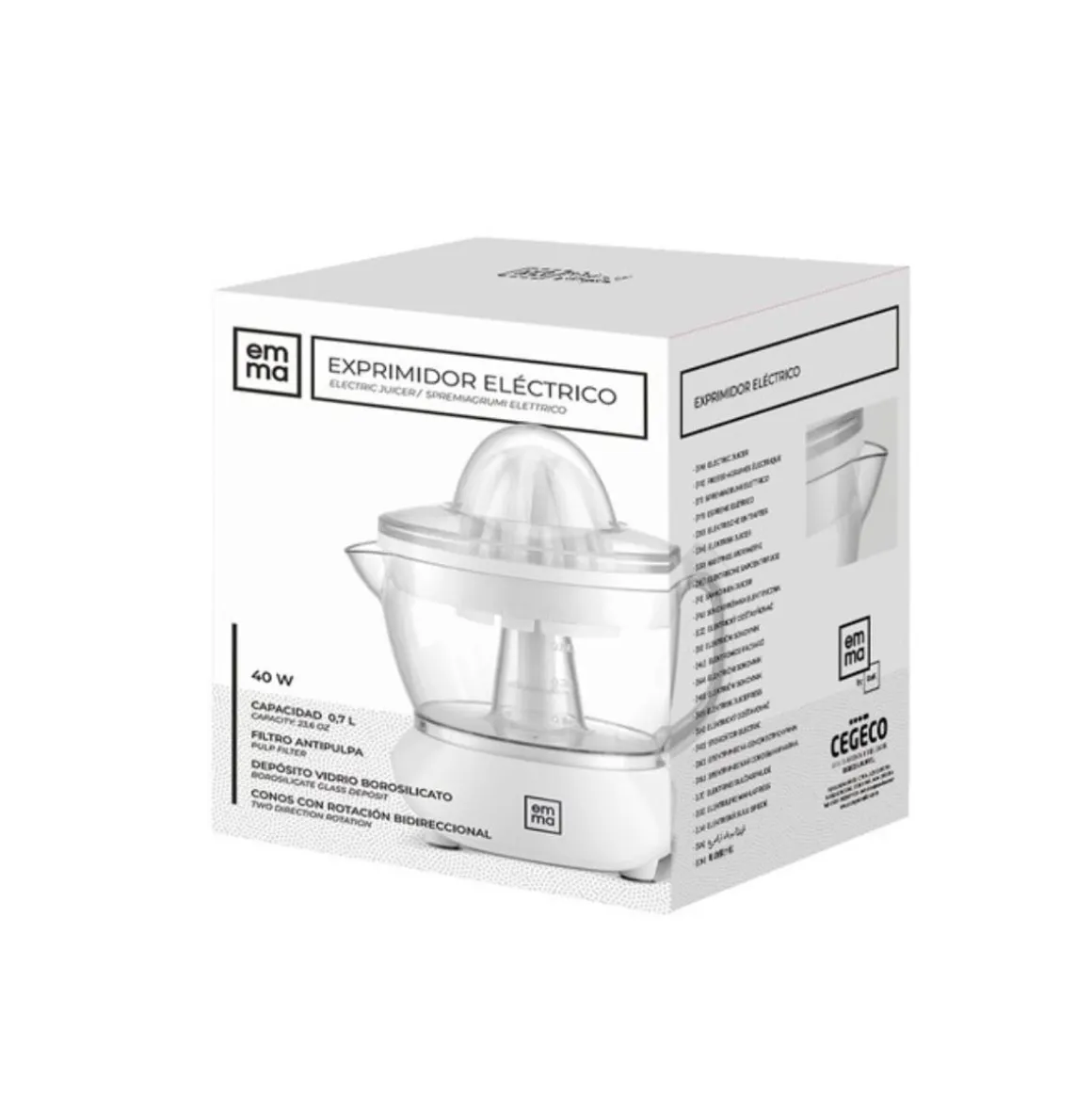 Exprimidor eléctrico Emma 40W 2 conos blanco