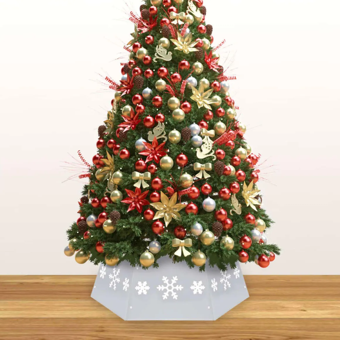 Falda para árbol de Navidad Snow hexagonal 25x68 cm