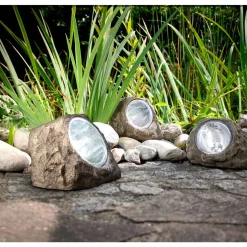 Faro solar LED piedra 11x12x8,2 cm