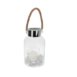 Farol porta velas LED mensajes positivos 30x18 cm