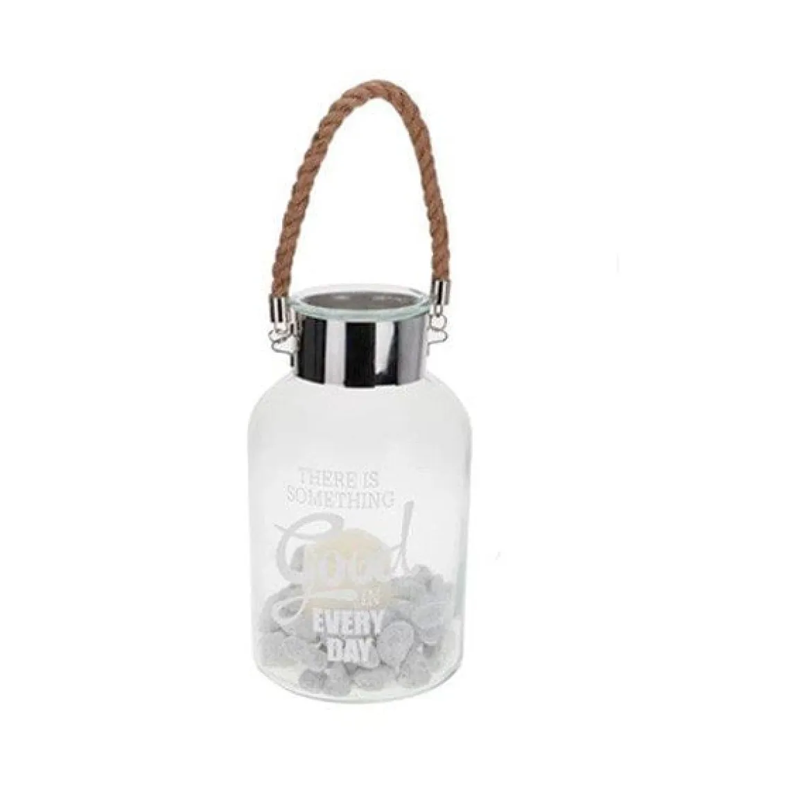 Farol porta velas LED mensajes positivos 30x18 cm