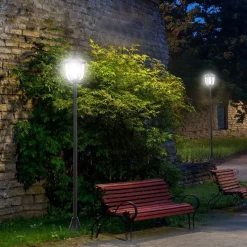 Farola de exterior con panel solar 6 LED 26,5x177 cm