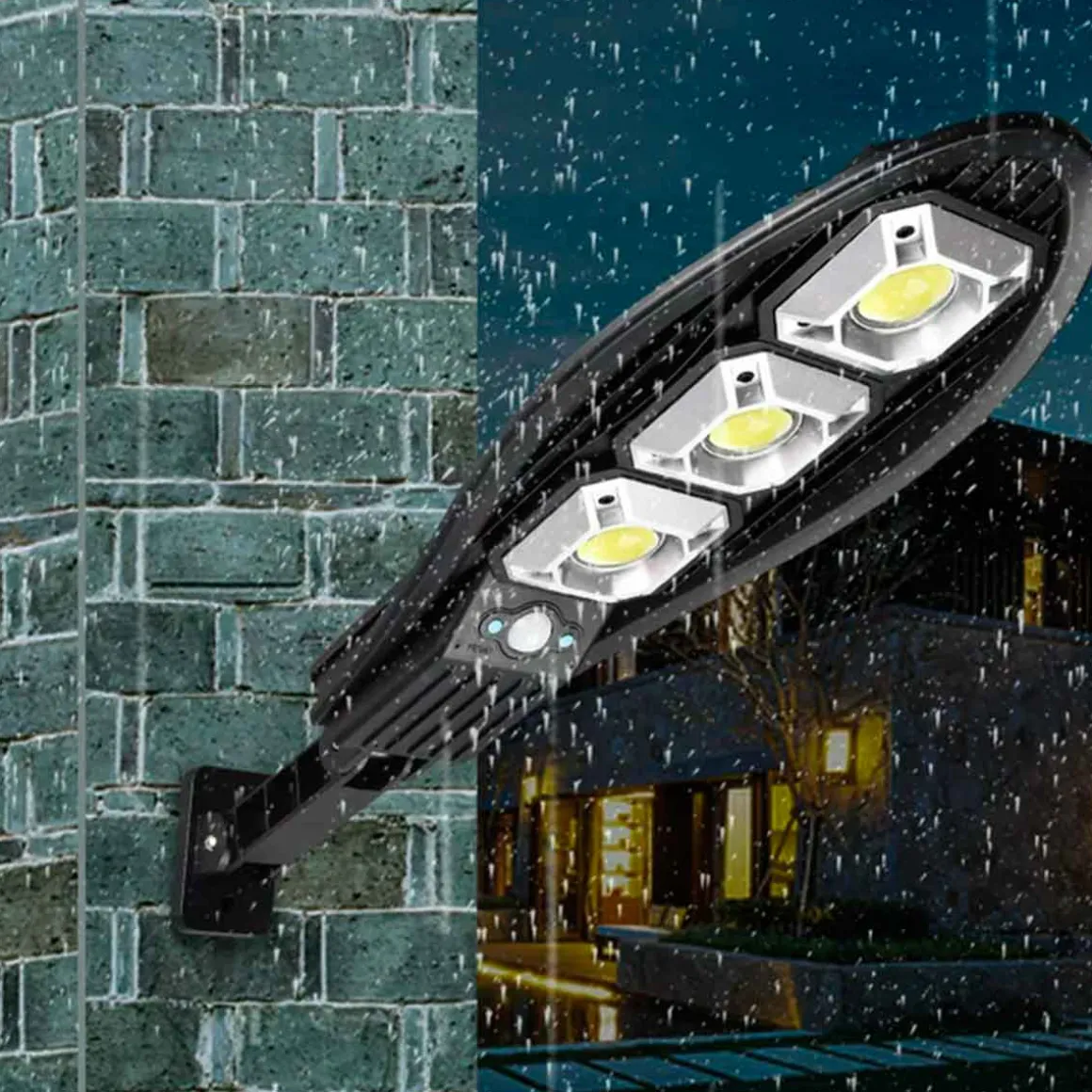 Farola solar LED encendido automático negro