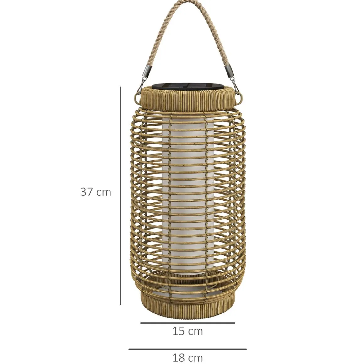 Farolillo solar Ashti Outsunny luces LED natural Ø18x37 cm