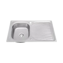Fregadero Infiniton Belcanto86RC1 1 cubeta con escurridor diseño reversible acero inoxidable satinado 90 cm