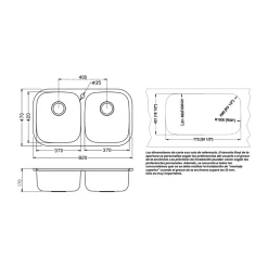 Fregadero Infiniton Belcanto82C2 2 cubetas con desagüe y cestillo acero inoxidable satinado 90 cm