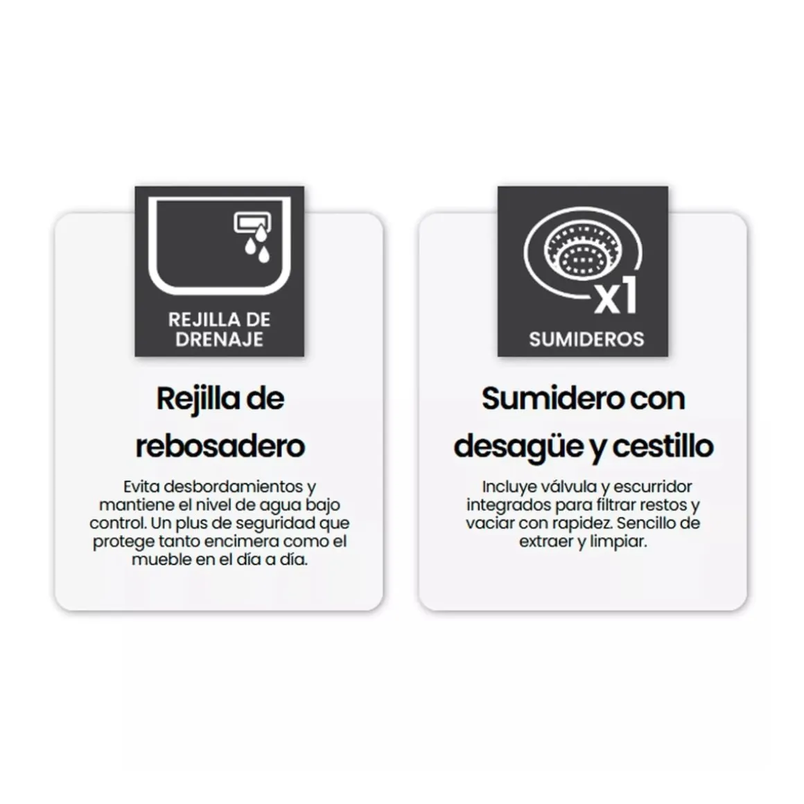 Fregadero Infiniton Disfrutar50.40QZ 1 cubeta 3 tipos de instalación granito negro 20x50x40 cm