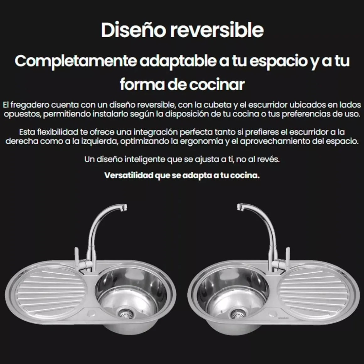 Fregadero Infiniton Reale85C1 1 sumidero satinado acero inoxidable Ø36x16 cm
