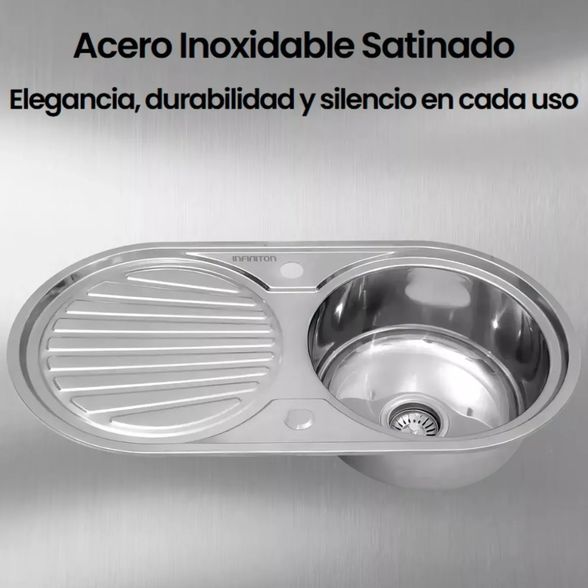 Fregadero Infiniton Reale85C1 1 sumidero satinado acero inoxidable Ø36x16 cm