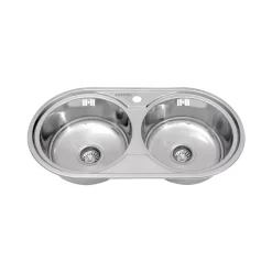 Fregadero Infiniton Reale85C2 2 sumideros satinado acero inoxidable Ø36x14 cm