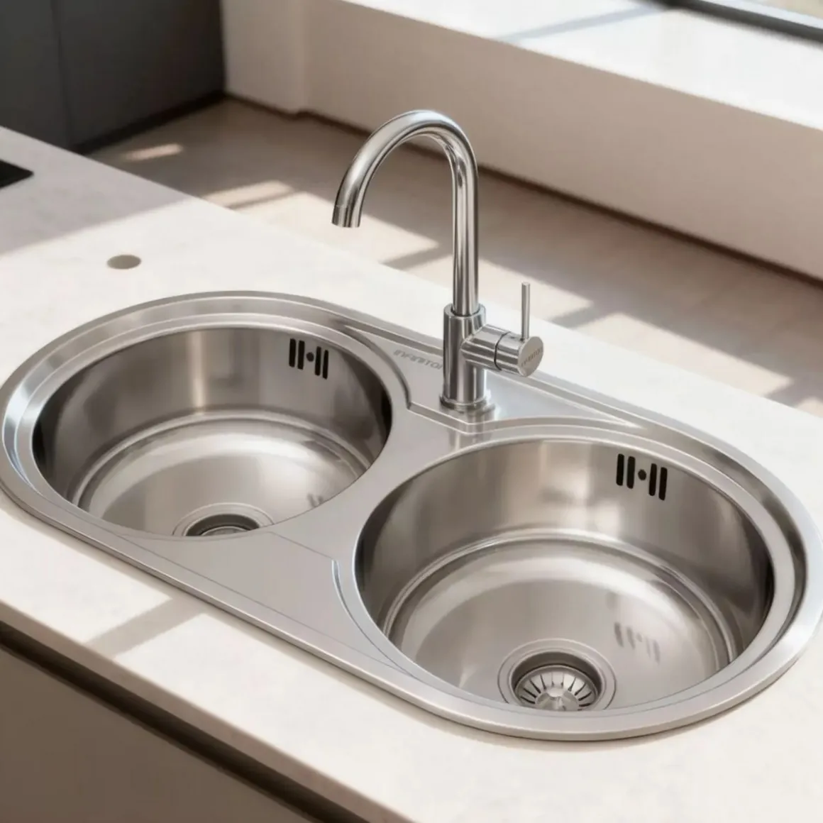 Fregadero Infiniton Reale85C2 2 sumideros satinado acero inoxidable Ø36x14 cm
