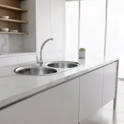 Fregadero Infiniton Reale85C2 2 sumideros satinado acero inoxidable Ø36x14 cm