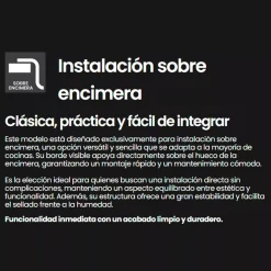 Fregadero Infiniton Reale85C2 2 sumideros satinado acero inoxidable Ø36x14 cm