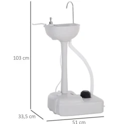Fregadero portátil con tanque 17L blanco 51x33,5x103 cm