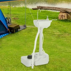 Fregadero portátil con tanque 17L blanco 51x33,5x103 cm