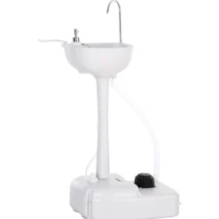 Fregadero portátil con tanque 17L blanco 51x33,5x103 cm