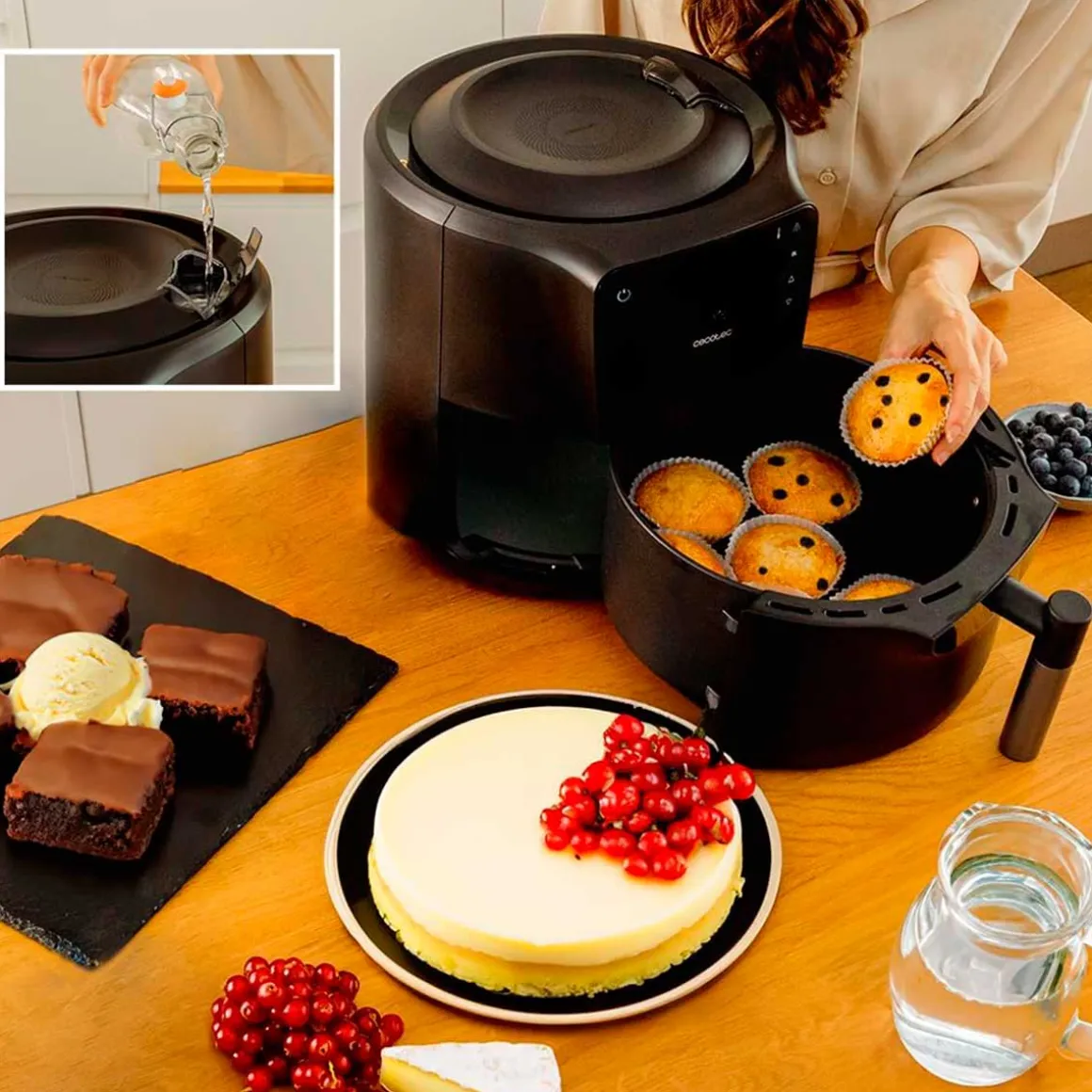 Freidora de aire Cecotec Cecofry Rain Pack 1550W 5,5L dispensador de aceite negro