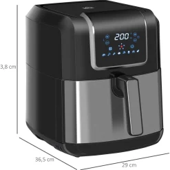 Freidora de aire Crispy Homcom 6,5L 1800W negro