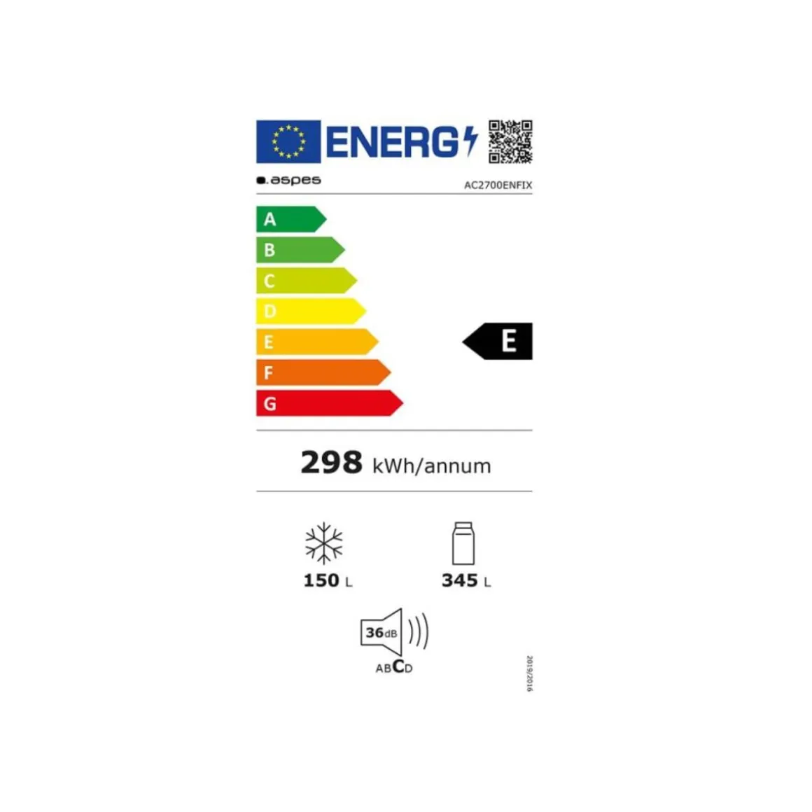 Frigorífico combi Aspes AC2700ENFIX No Frost 495L inox 200 cm