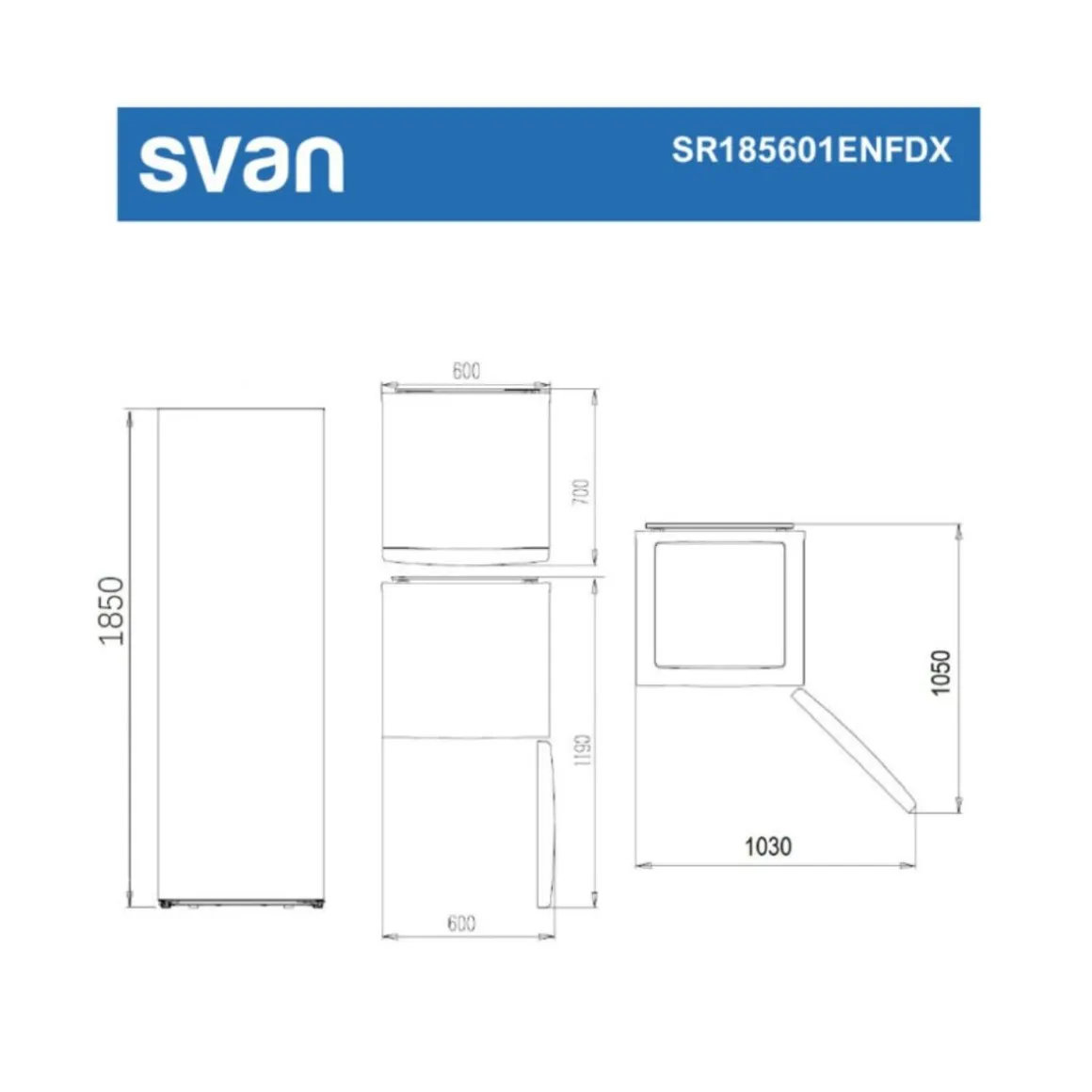 Frigorífico Svan SR185601ENFD/X 359L No Frost E 185 cm