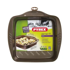 Fuente cuadrada Asimetría Pyrex acero 24 cm