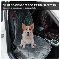 Funda de asiento PawHut para coche antideslizante con ancla + correa gris 105x46 cm