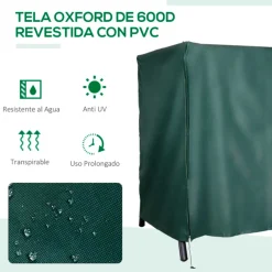 Funda Outsunny para balancín exterior verde 164x205x124 cm