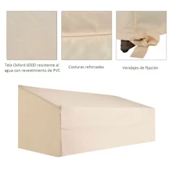 Funda protectora Outsunny para muebles de exterior impermeable beige 101x218x111 cm