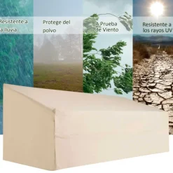 Funda protectora Outsunny para muebles de exterior impermeable beige 101x218x111 cm