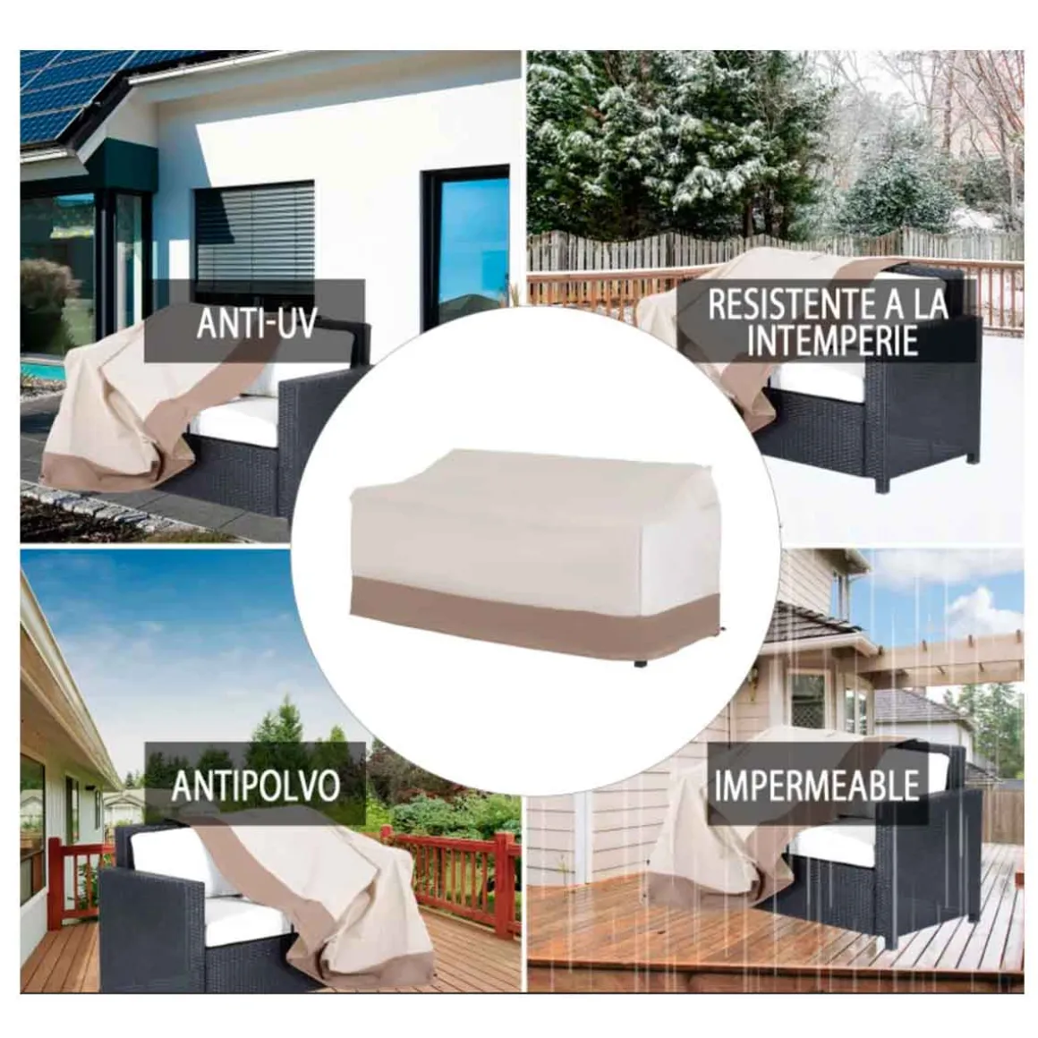 Funda protectora para banco Outsunny impermeable beige/café 79x152x87 cm