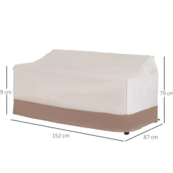 Funda protectora para banco Outsunny impermeable beige/café 79x152x87 cm