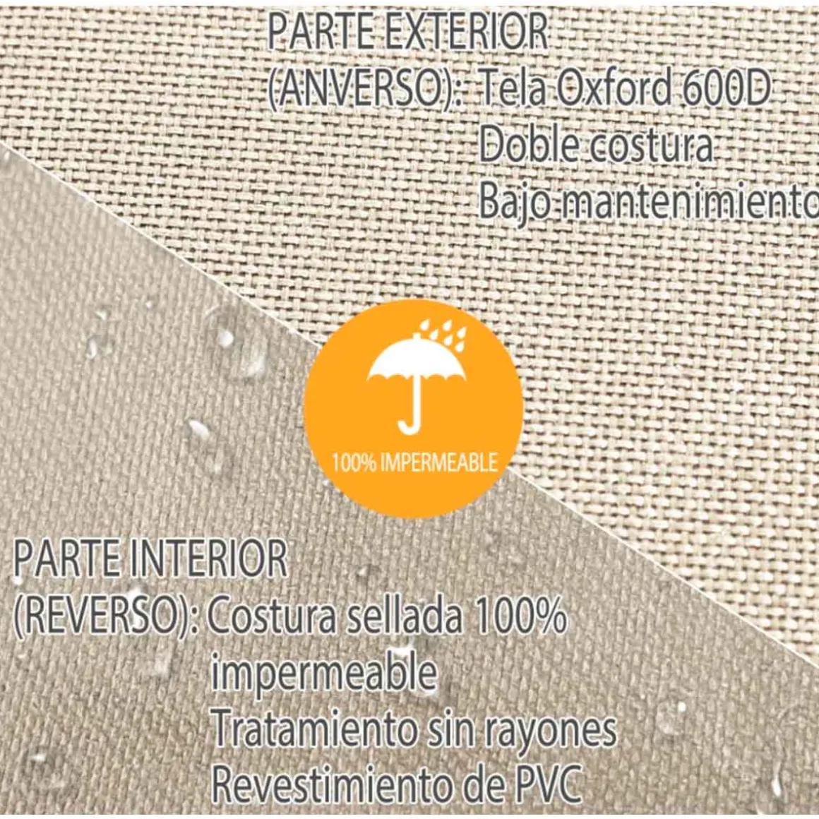 Funda protectora para banco Outsunny impermeable beige/café 79x152x87 cm