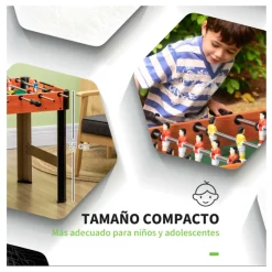 Futbolín de mesa Homcom 2 bolas 8 asas +7A natural/negro 69x118x57 cm