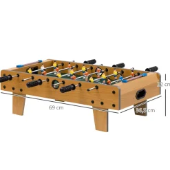 Futbolín de mesa Homcom 6 varillas + 2 marcadores + 18 jugadores +6A natural 22x69x36,5 cm
