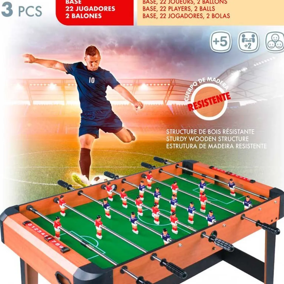 Futbolín infantil CB Games 22 jugadores 8 líneas +5A verde/marrón 77,5x119,5x61 cm