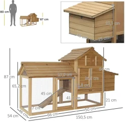 Gallinero Pawhut madera 87x150,5x54 cm