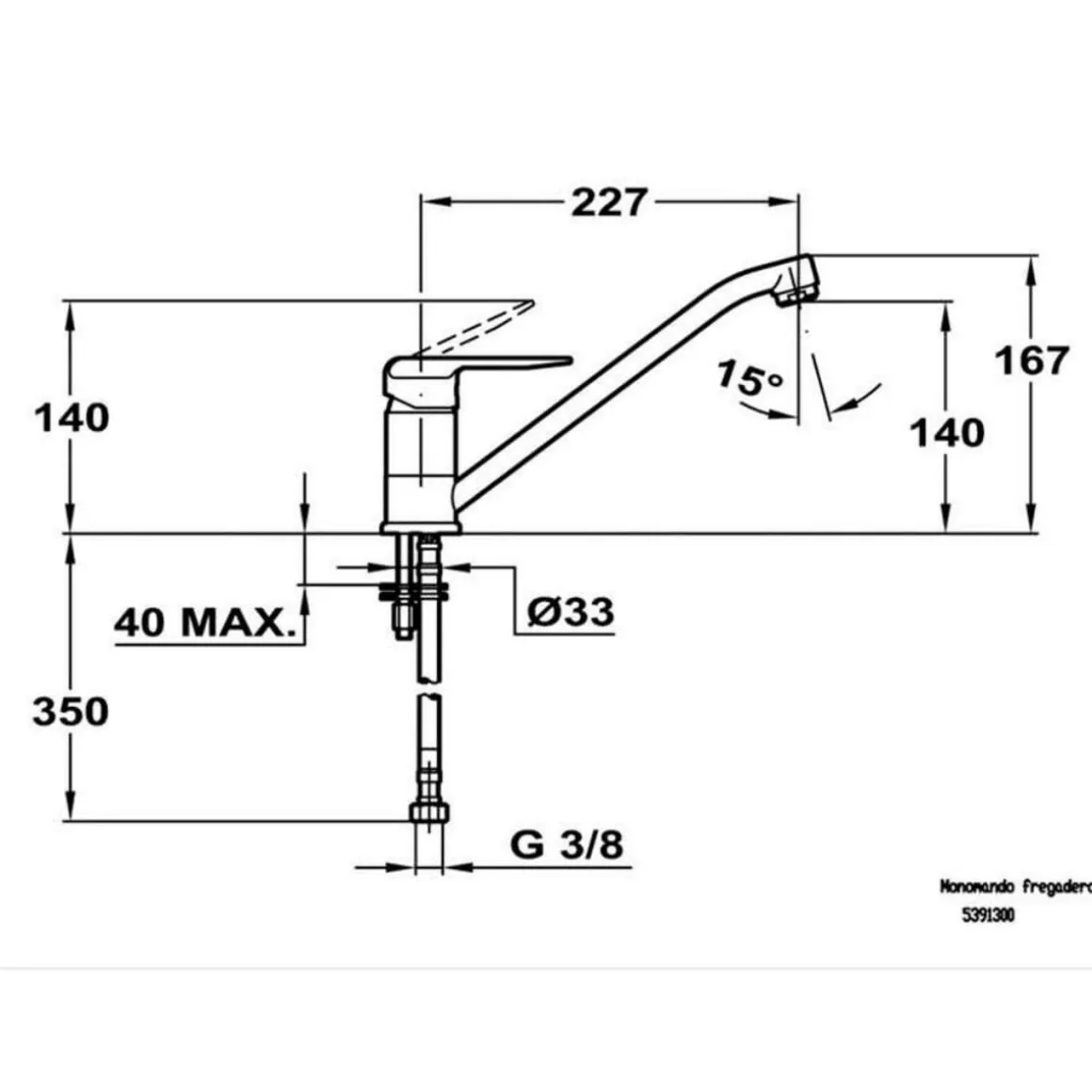 Grifo de cocina Teka IN 913 monomando cromo