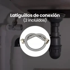Grifo Infiniton ABK351 caño alto giratorio acero inox negro 37,6 cm