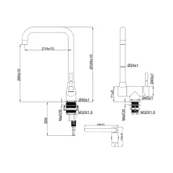 Grifo Infiniton Eneko ASS347 caño alto abatible acero inoxidable satinado 34,6 cm