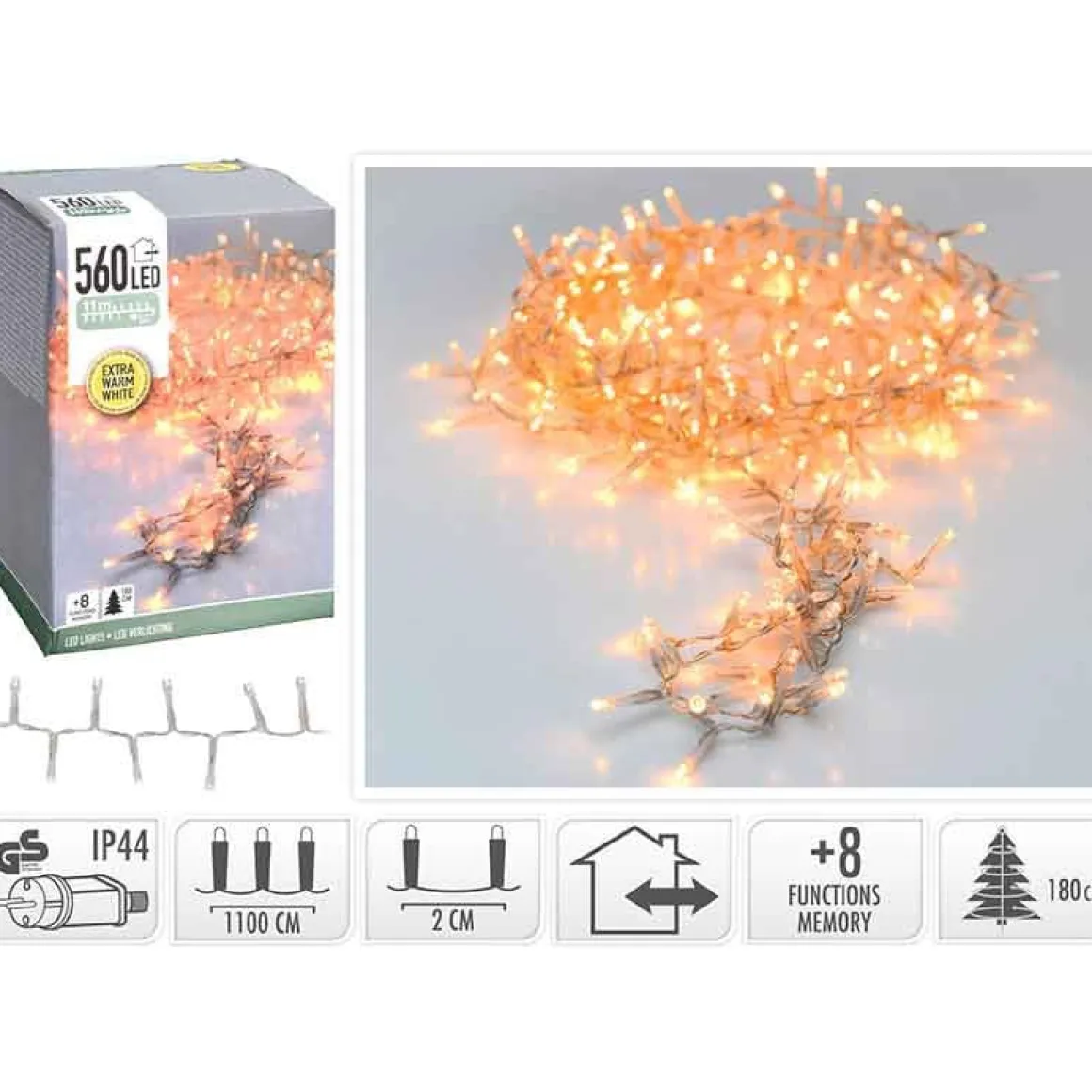 Guirnalda de luces Micro Cluster LED luz cálida transparente