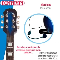 Guitarra eléctrica infantil Bontempi 6 cuerdas micrófono +5A azul/negro 68,5x22,5 cm