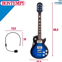 Guitarra eléctrica infantil Bontempi 6 cuerdas micrófono +5A azul/negro 68,5x22,5 cm