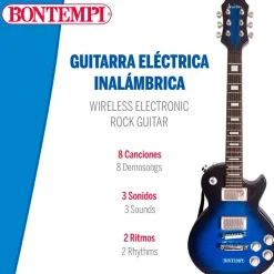 Guitarra eléctrica infantil Bontempi 6 cuerdas micrófono +5A azul/negro 68,5x22,5 cm