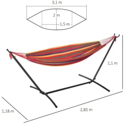 Hamaca Outsunny 6 niveles con bolsa de transporte multicolor 200x150 cm